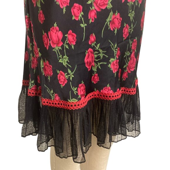 Betsey Johnson Floral Rose Silk Slip Dress P/M - Picture 7 of 8